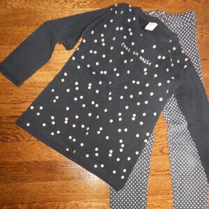 Zara Girls Long Sleeve Shirt and Polka Dot Jeans Set